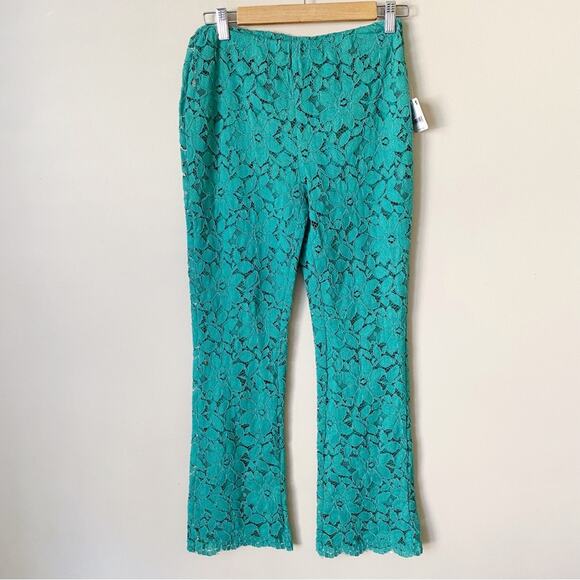 Free People Teal Lace Cropped Pants - Picture 3 of 7